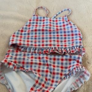 Red white and blue bathing suit 2 piece with ruffles youth-name brand cat&jack!